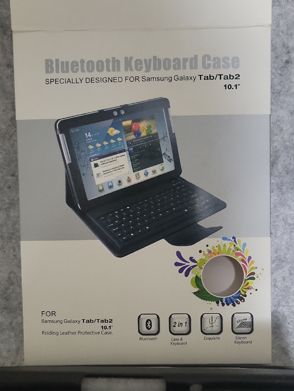 Bluetooth Keyboard Case for Samsung Galaxy Tab/Tab2 10.1 - Black Leather NIB